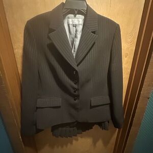 Tahari Elegant Brown Pinstripe Blazer and Skirt Set 16P